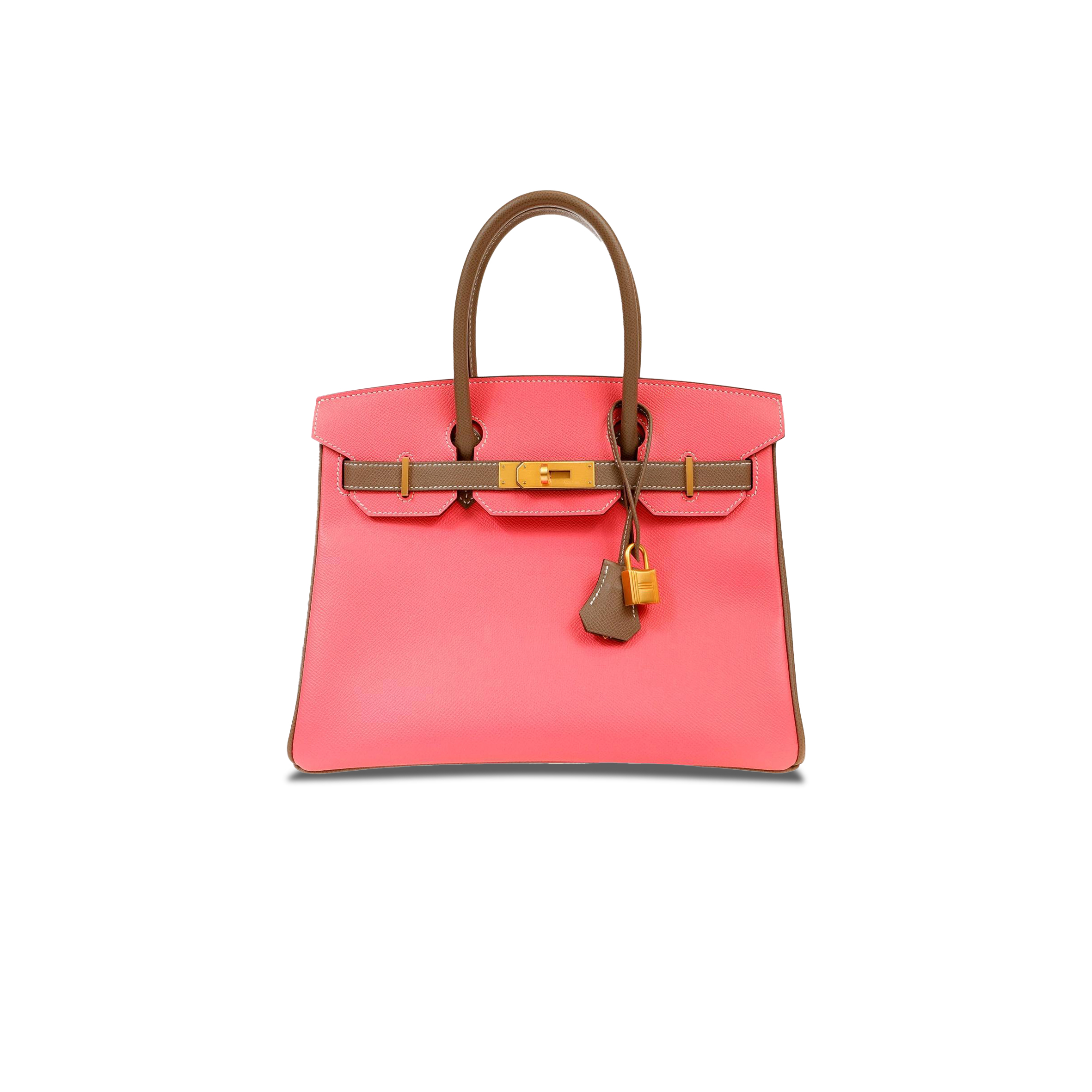 HERMÈS MASTER BIRKIN 30 EPSOM LIPSTICK PINK AND ELEPHANT GREY GOLD BUCKLE 1028115538752 (30*23*15cm)